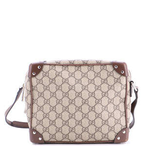 Gucci Trunk Shoulder Bag GG Coated Canvas with Studded Leather